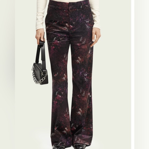 NWT Scotch & Soda Amsterdam 32x32 Winter Edition Velvet High Rise Flared Pants - Picture 2 of 15